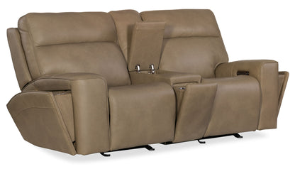 MS - Riverton Power Gliding Console Loveseat With Power Headrest And Lumbar