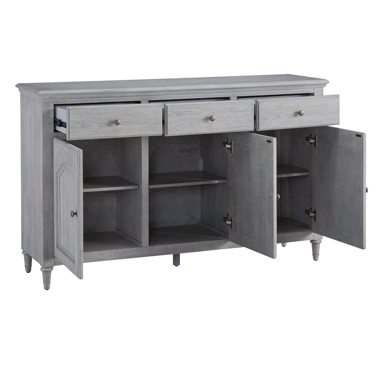 3-Door Credenza With Storage Drawers - Gray