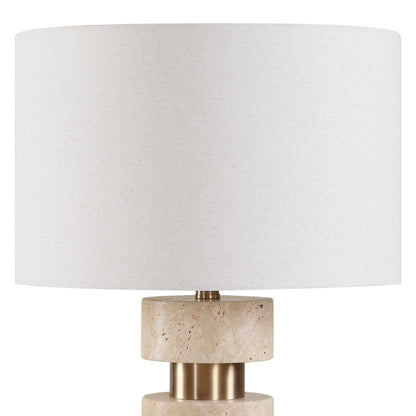 Makani - Travertine Table Lamp - Brass / Gold / White