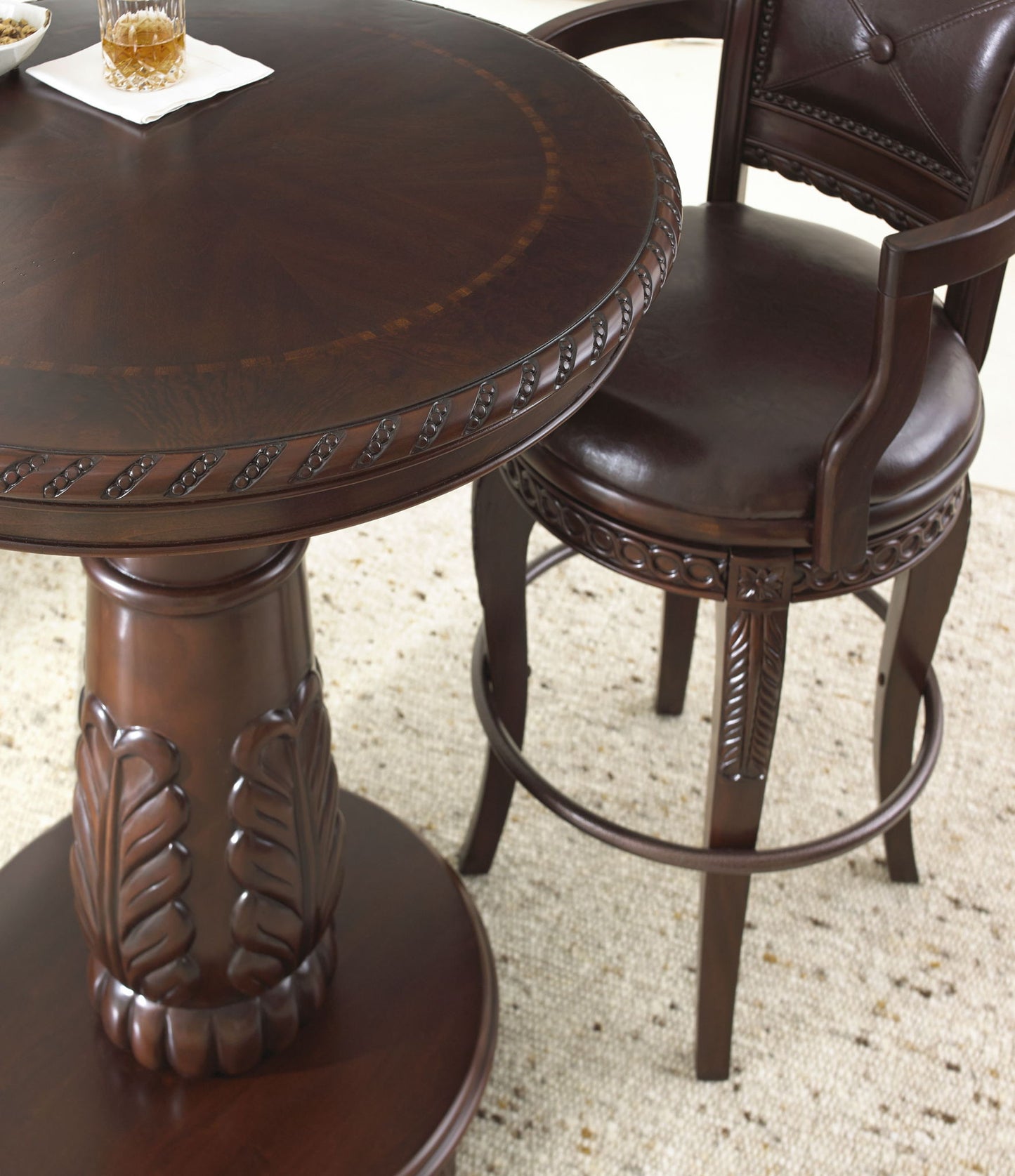 Antoinette - PU Swivel Bar Chair - Dark Brown