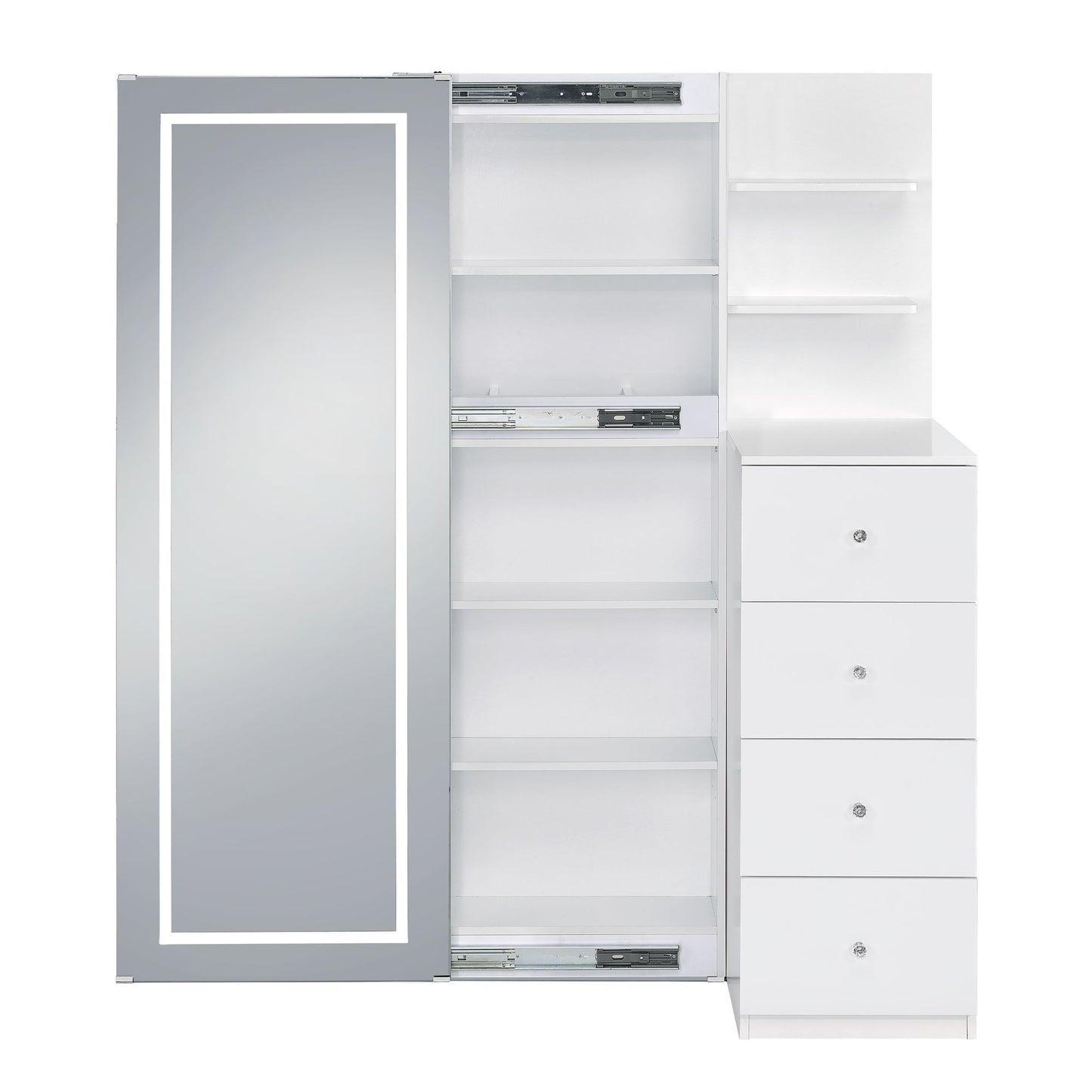 Vancouver - Floor Mirror With Storage - White