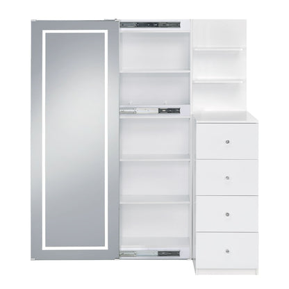 Vancouver - Floor Mirror With Storage - White