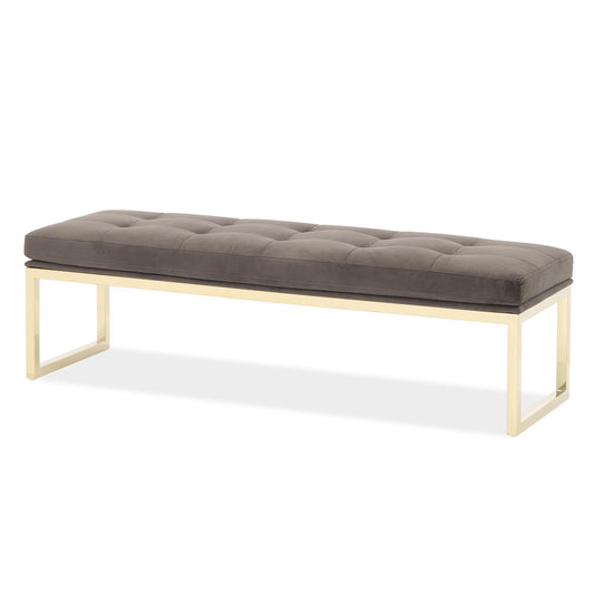 Signature Beds & Benches - Dahlia Velvet Accent Bench - Chocolate / Gold
