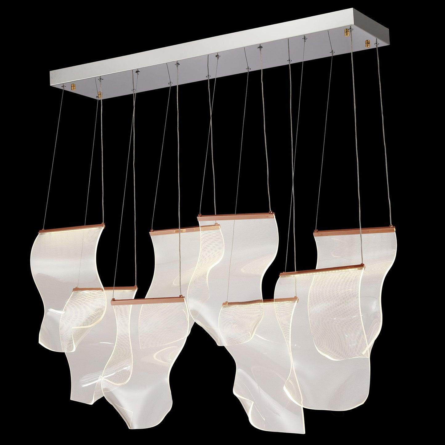 Michael Amini Lighting - Sheer Waves 8-Light Modern LED Chandelier - Rose Gold