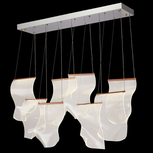 Michael Amini Lighting - Sheer Waves 8-Light Modern LED Chandelier - Rose Gold