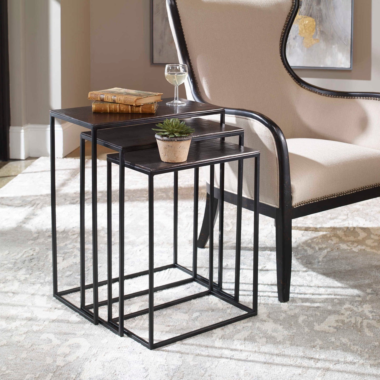 Coreene - Iron Nesting Tables (Set of 3)
