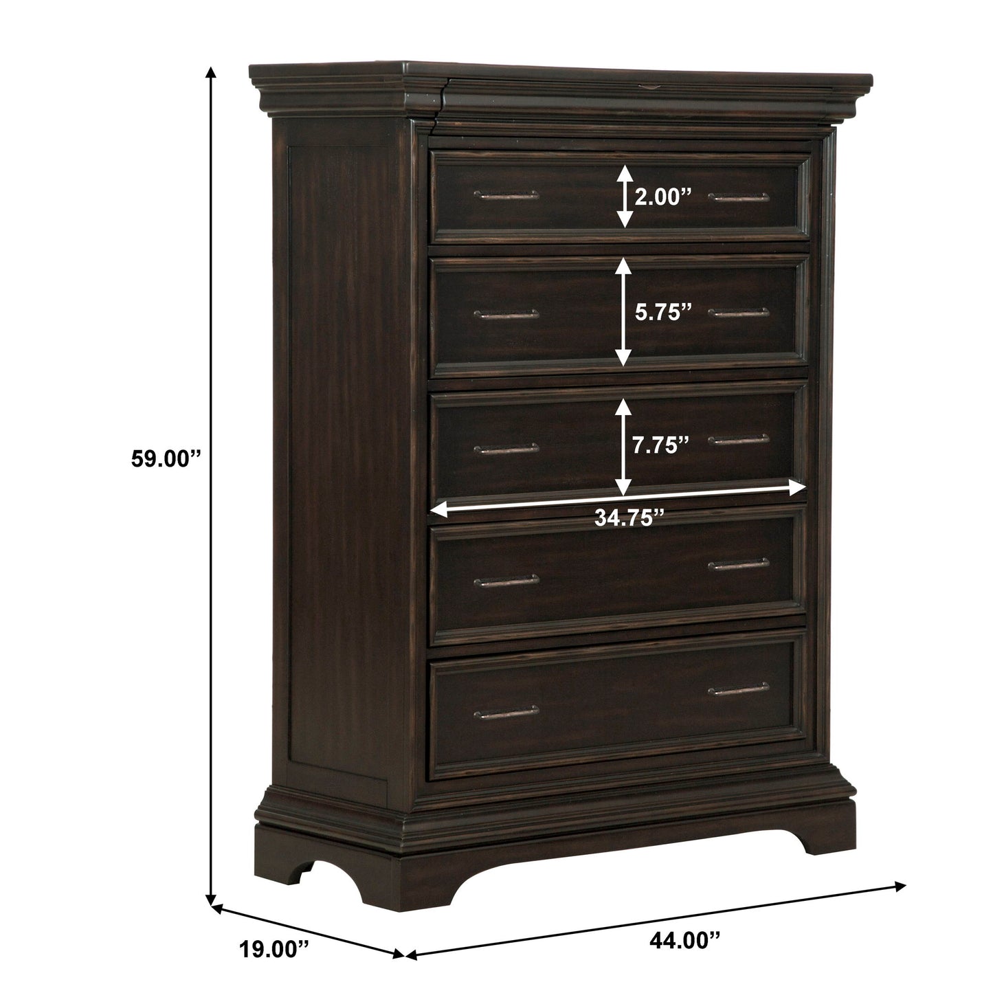 Caldwell - 6 Drawer Chest - Dark Wood