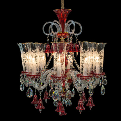 Michael Amini Lighting - Winter Palace 8-Light Traditional Crystal Chandelier - Ruby Red / Pearl Silver