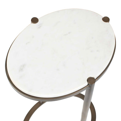 Mercier - Round Marble Accent Table - Brass / White