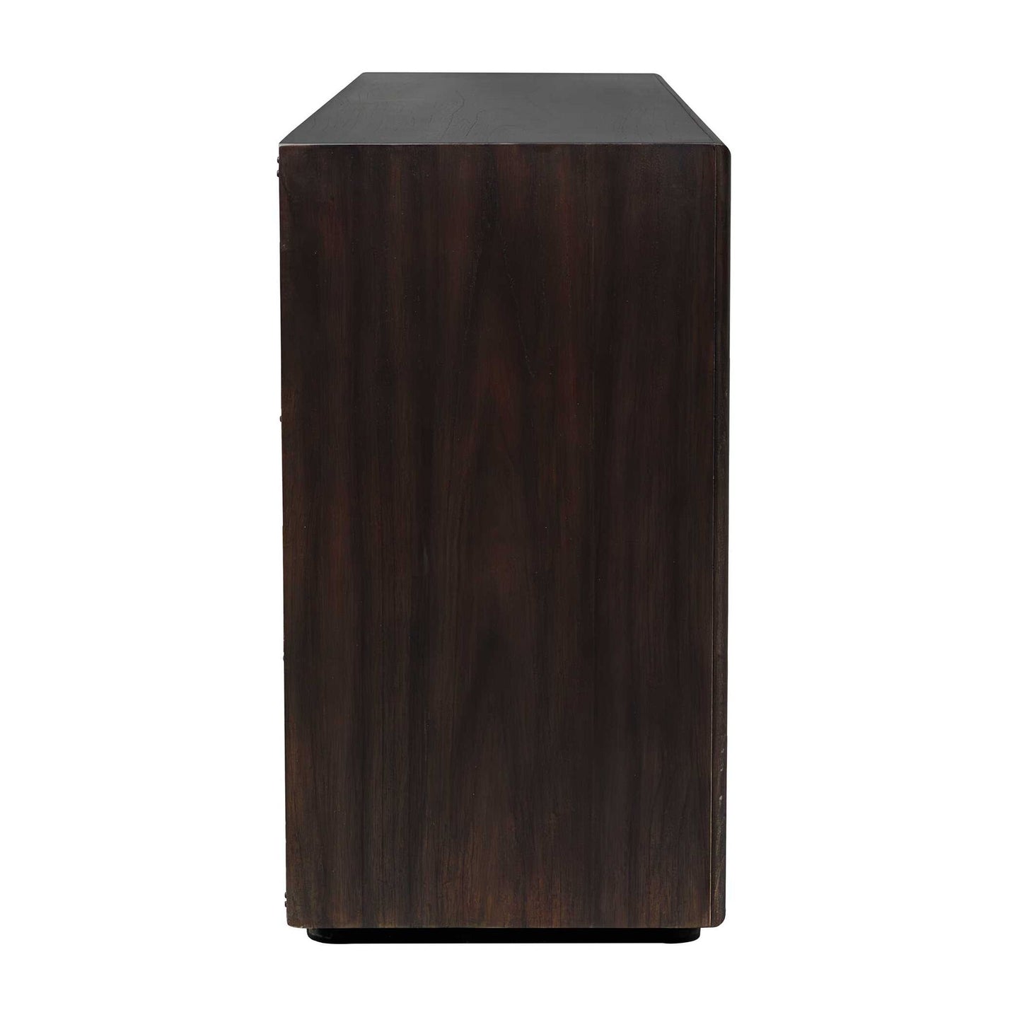 Stevenson - Chiseled 4 Door Cabinet - Black / Brown / Woodtone