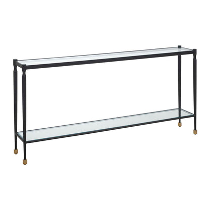 Javana - Glass / Iron Console Table - Brass,Bronze