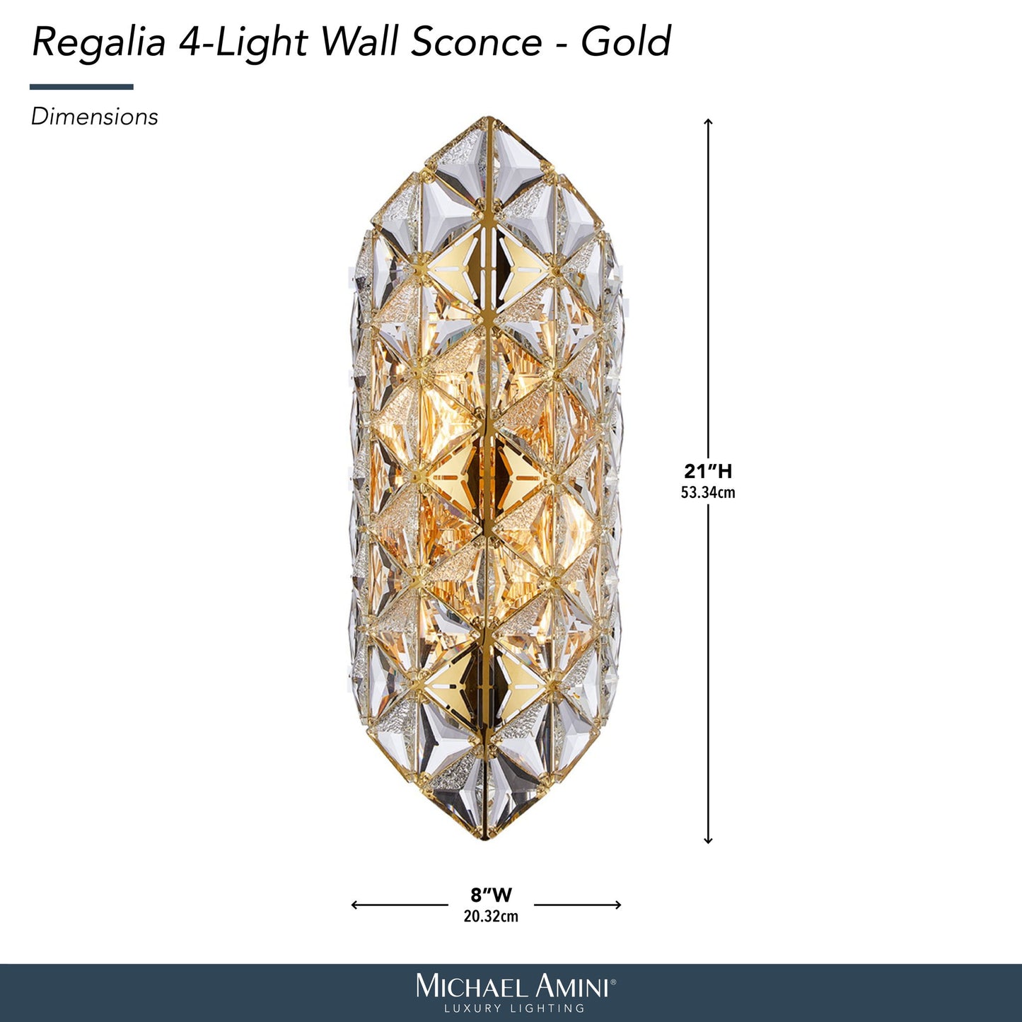 Michael Amini Lighting - Regalia 4-Light Crystal Wall Sconce - Gold
