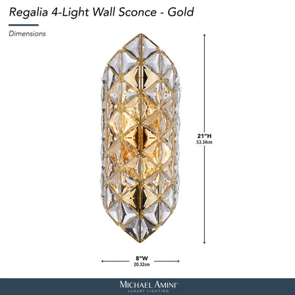 Michael Amini Lighting - Regalia 4-Light Crystal Wall Sconce - Gold