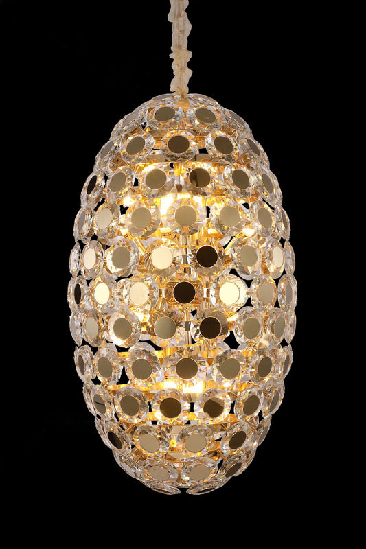 Michael Amini Lighting - Pendant 14-Light Oblong Crystal Chandelier - Gold