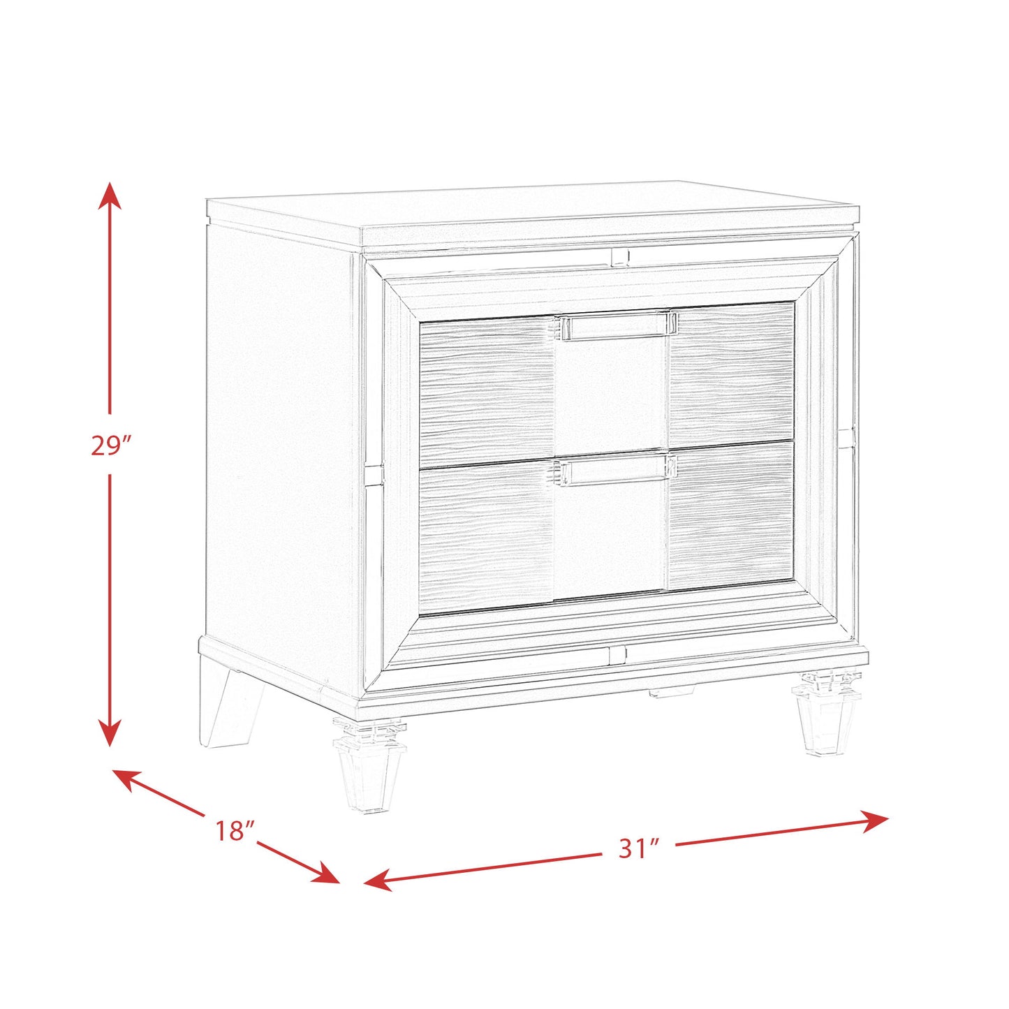 Twenty Nine - Nightstand With USB - White