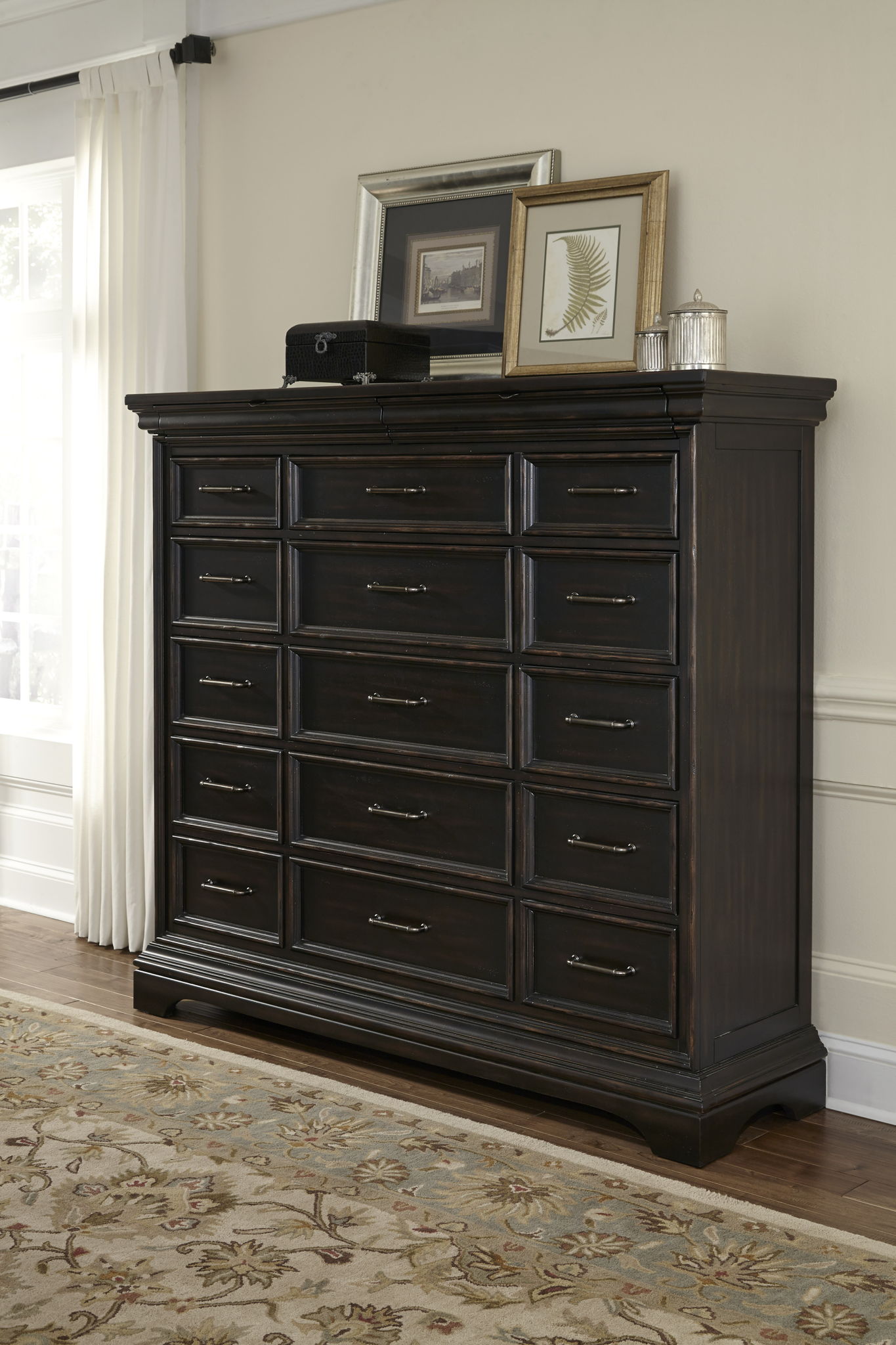 Caldwell - 17 Drawer Master Chest - Dark Wood