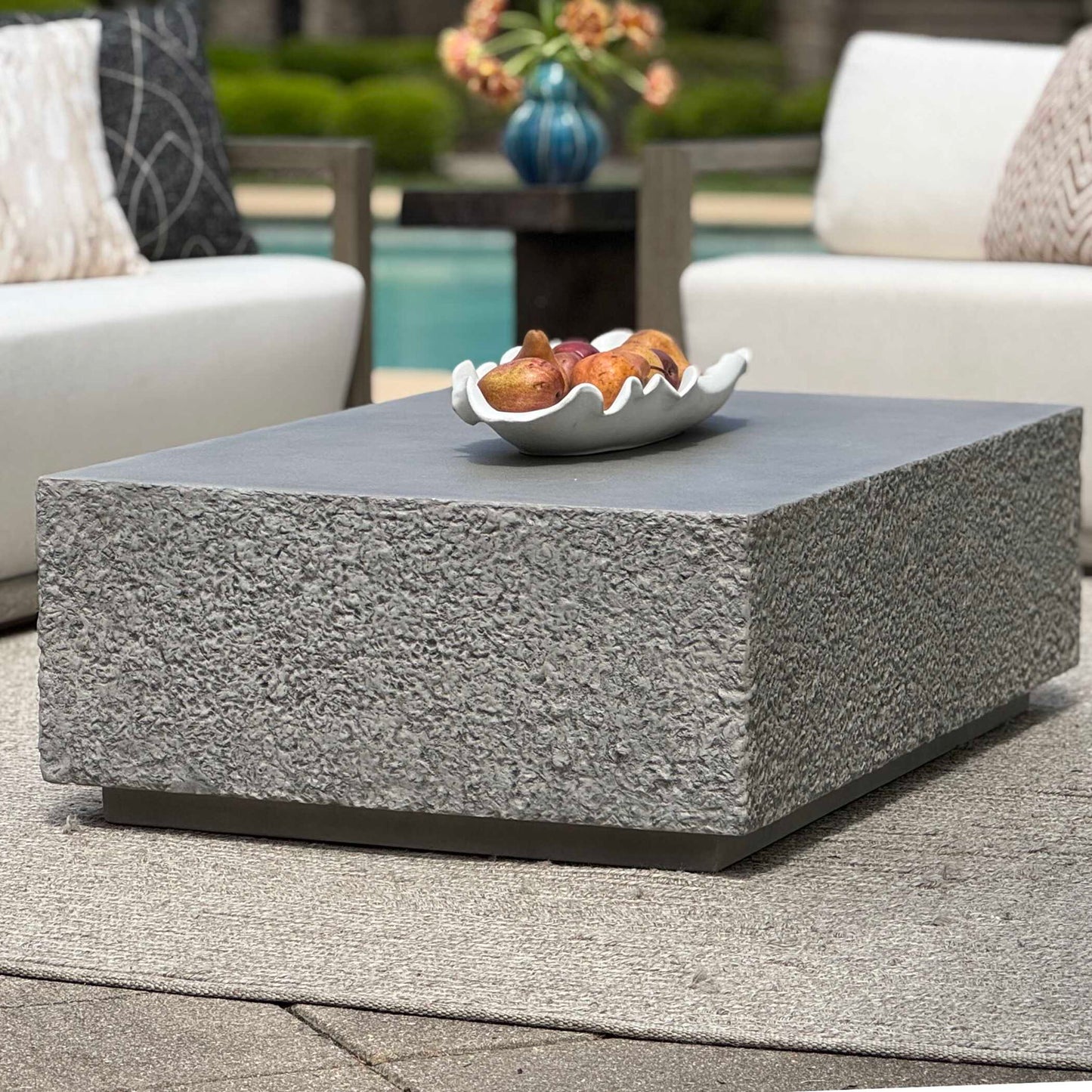 Hesston - Outdoor Concrete Coffee Table - Brown / Gray