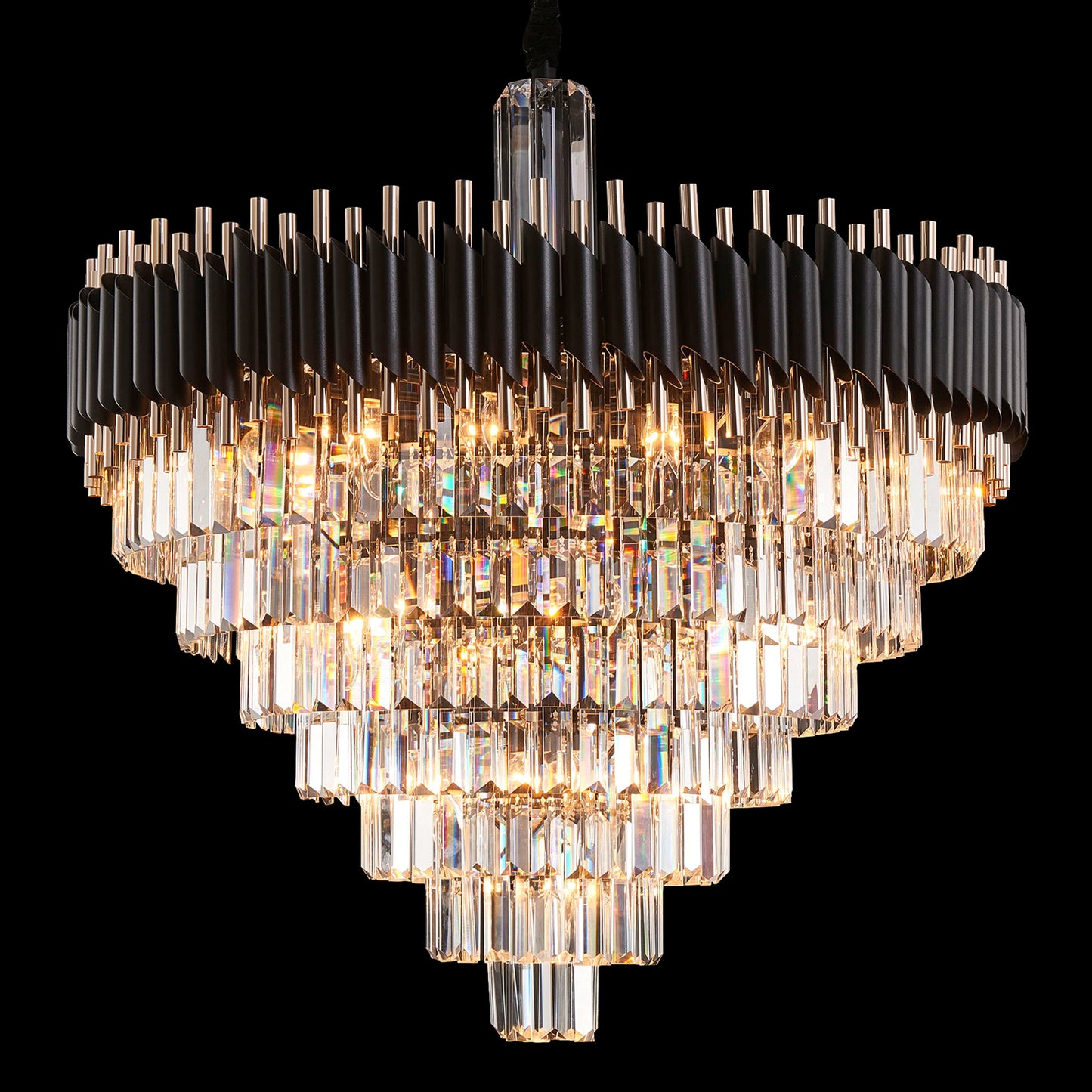 Michael Amini Lighting - Symphony Round 37-Light Crystal Chandelier - Black