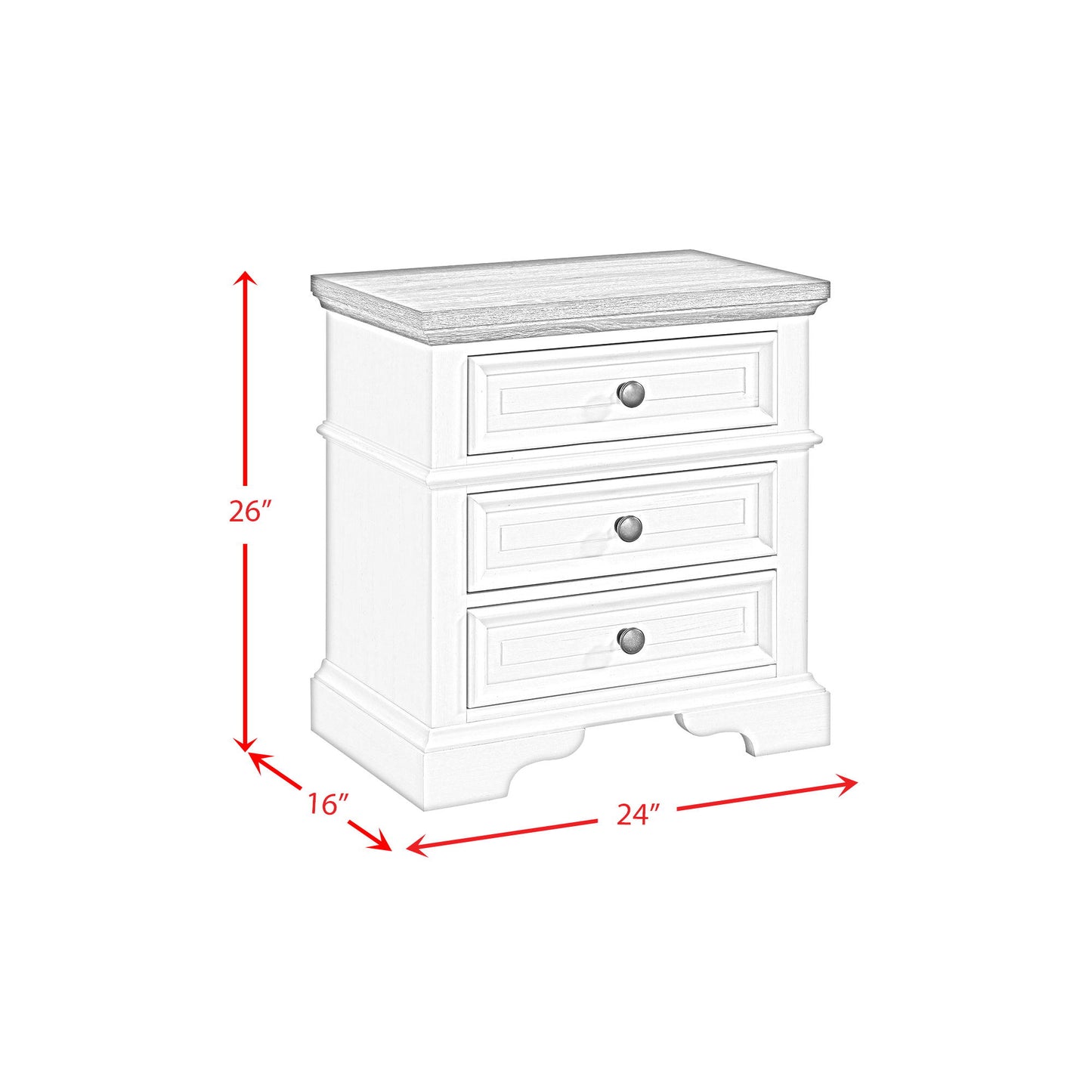 Eastwood - Youth 3-Drawer Nightstand - Brown And White