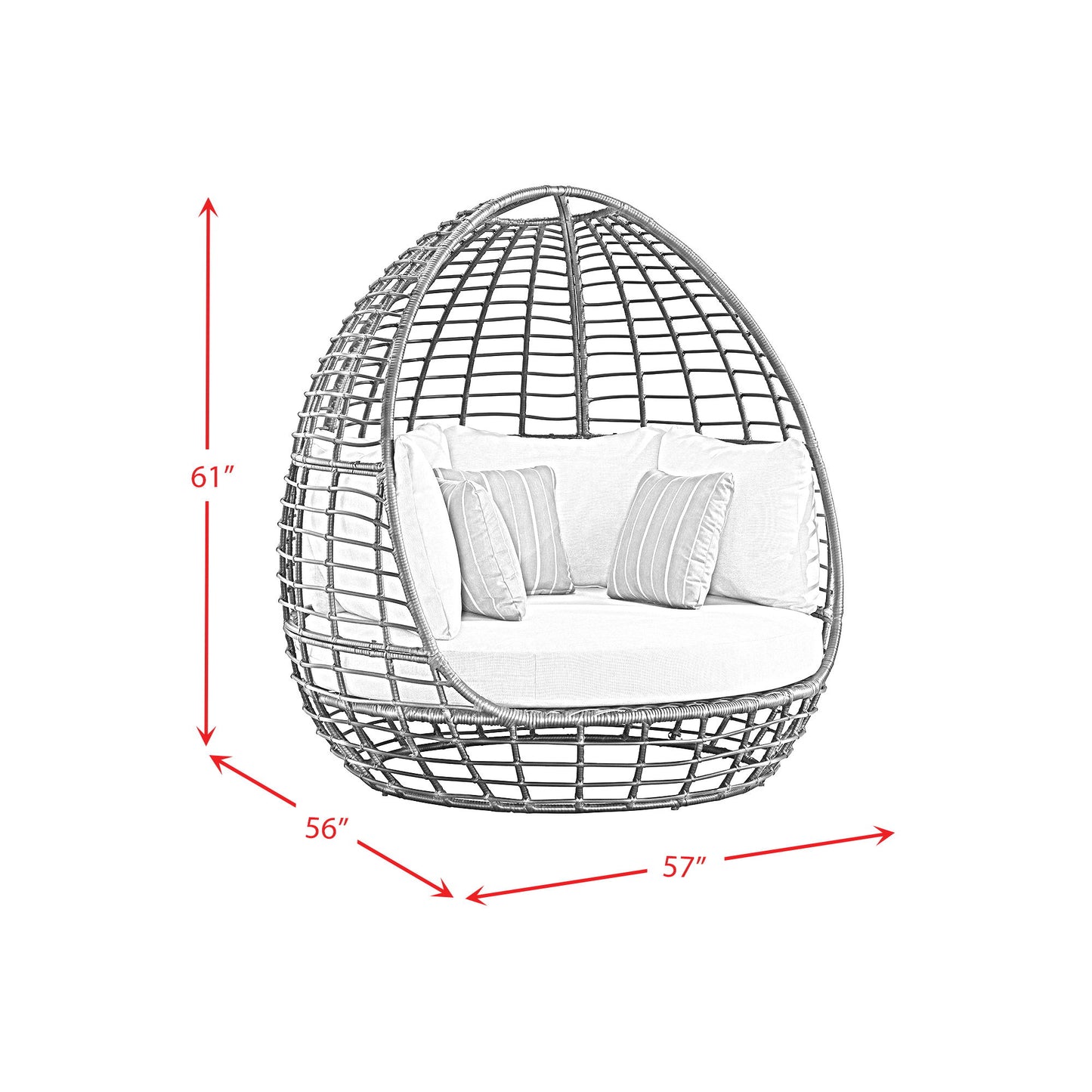 Playa - Twin Egg Chair With 3 Pillows - Dark Gray / Beige
