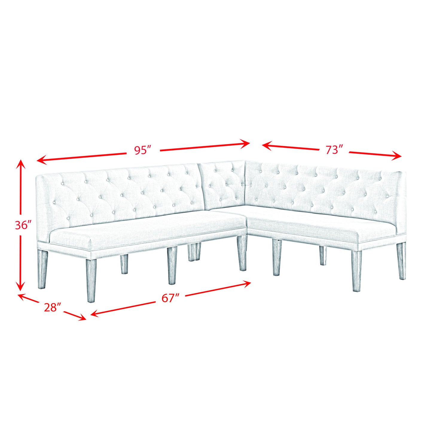 Peyton - Sectional Sofa Dining Set - Gray