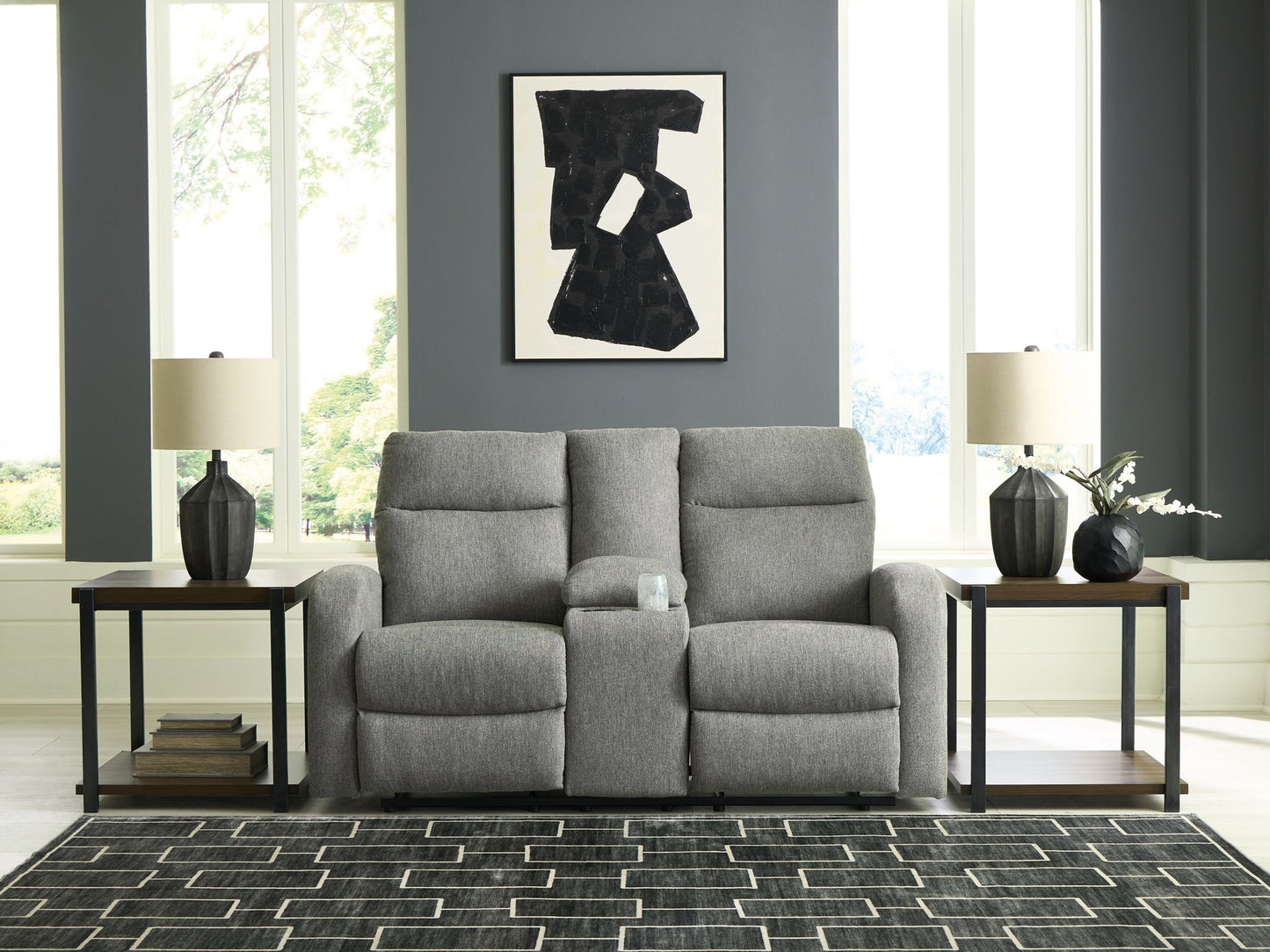 Gauntlet - Double Recline Loveseat With Console - Sterling