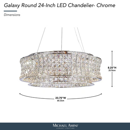 Michael Amini Lighting - Galaxy 24" Round LED Crystal Chandelier - Chrome