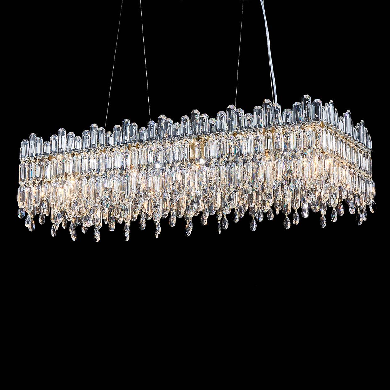 Michael Amini Lighting - Royal Crown Rectangular 12-Light Crystal Chandelier - Clear