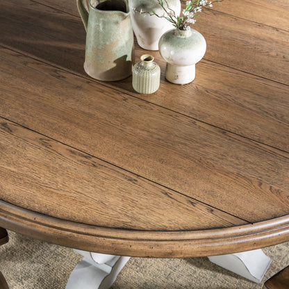 Vintage Market - Round Dining Table - Barnwood Oak And Picket Fence