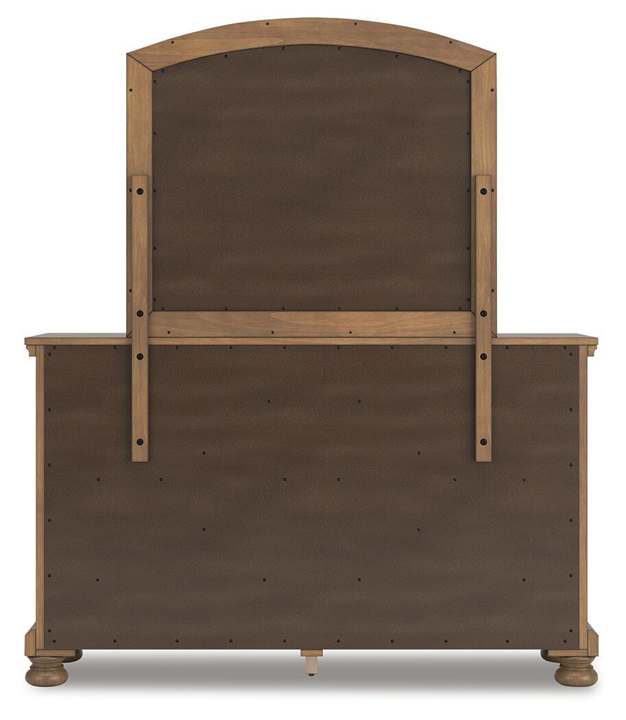 Feddinger - 5 Pc. - Queen Sleigh Storage Bed, Dresser, Mirror, Chest And Nightstand - Medium Brown