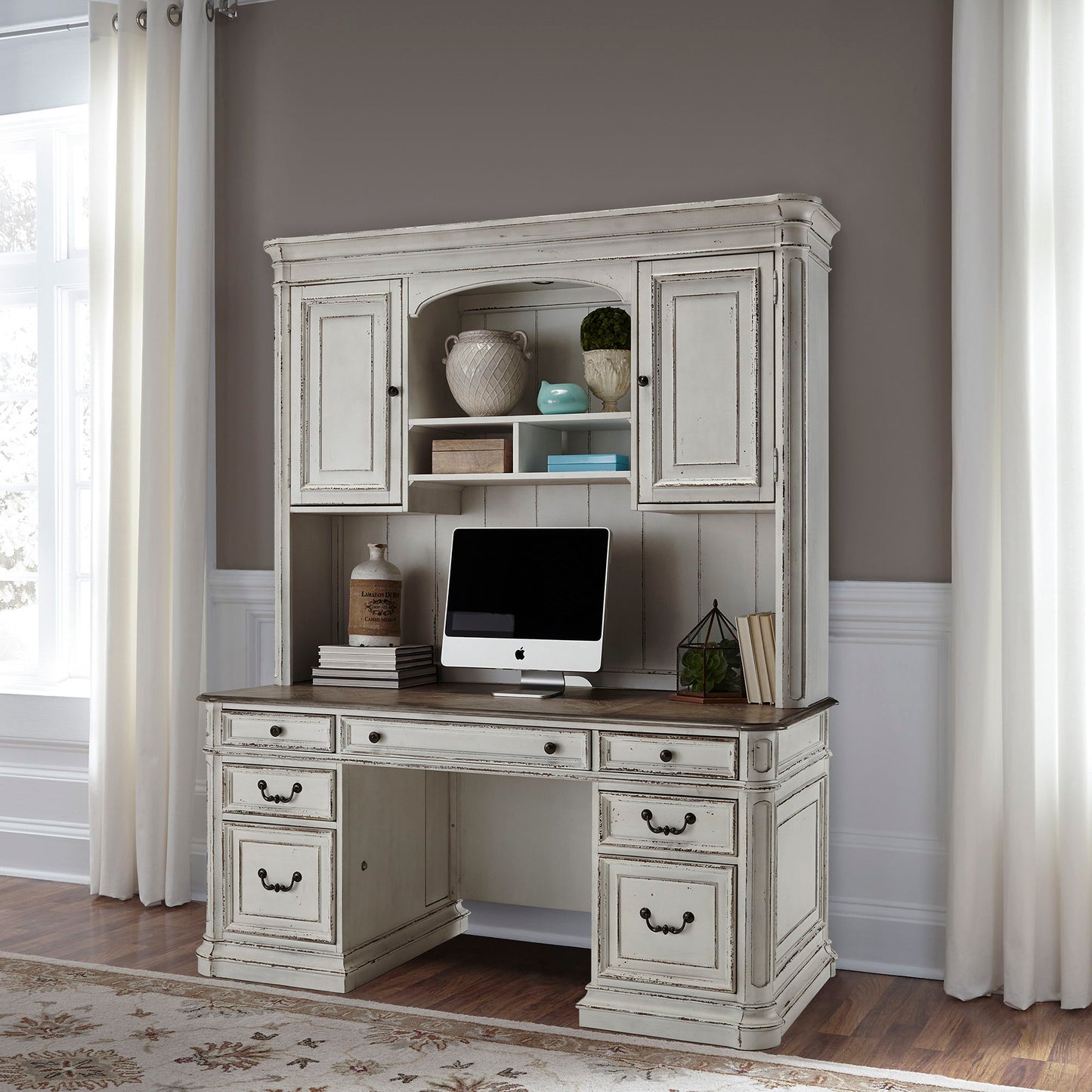 Magnolia Manor - Jr Executive Credenza Top - Antique White