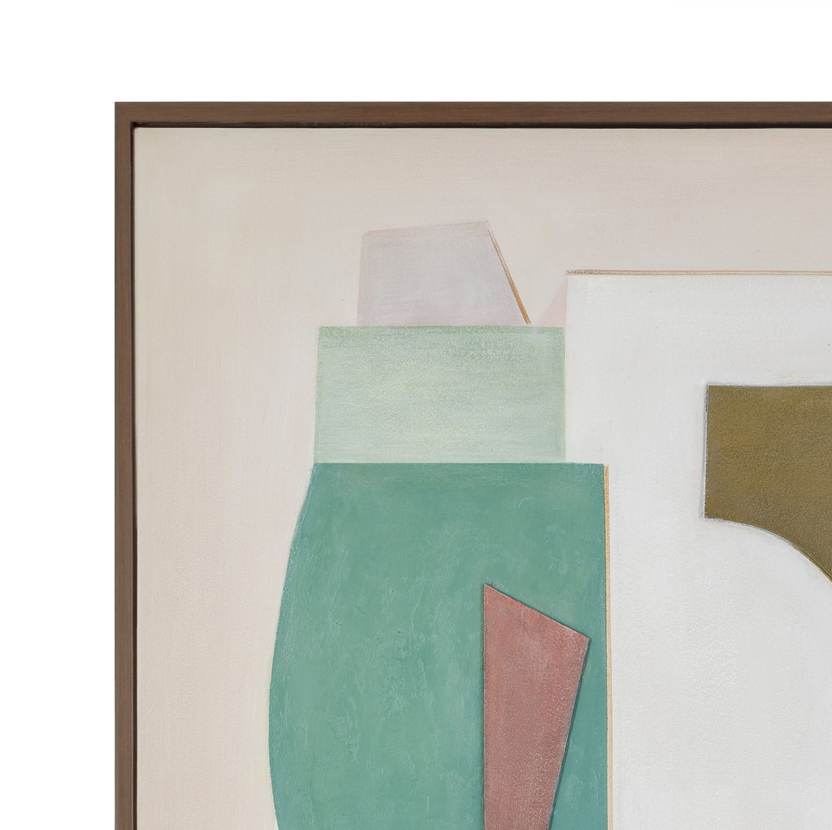 Layered Geometry Framed Canvas - Green