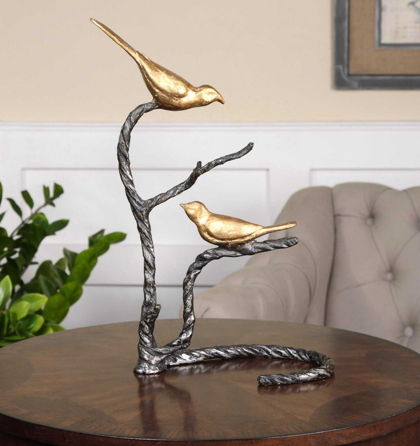 Birds On A Limb - Sculpture - Black & Gold