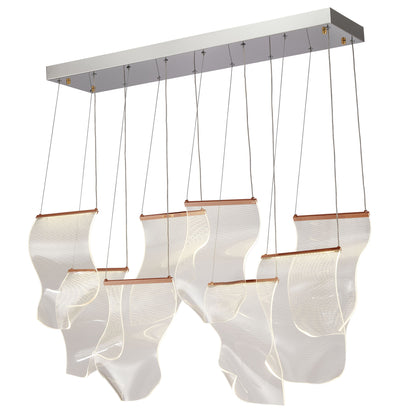 Michael Amini Lighting - Sheer Waves 8-Light Modern LED Chandelier - Rose Gold