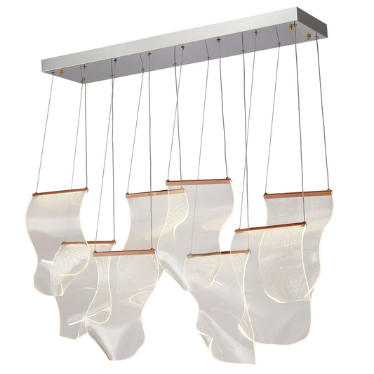 Michael Amini Lighting - Sheer Waves 8-Light Modern LED Chandelier - Rose Gold