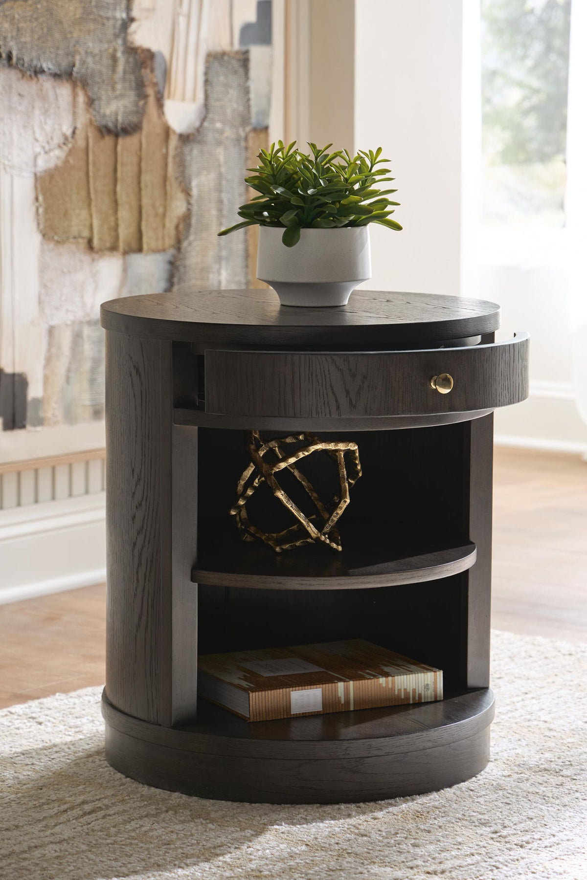 Leighmour - Accent Table - Dark Brown