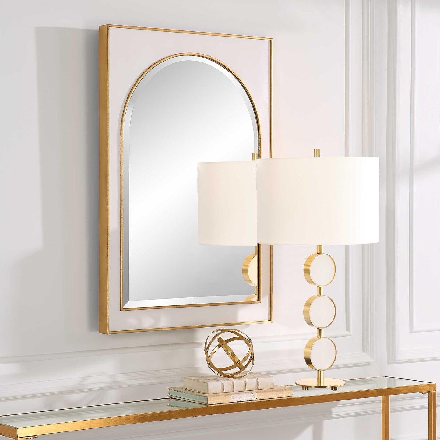 Crisanta - Gloss White Arch Mirror