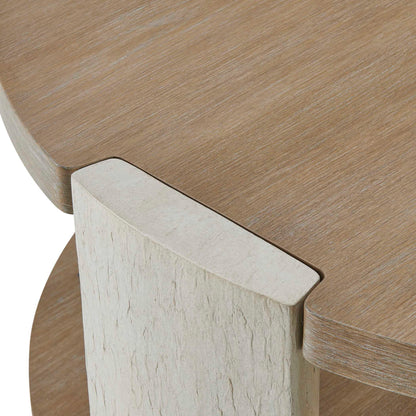 Maulet - Round Coffee Table - Off-White / Oak