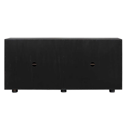 Stevenson - Chiseled 4 Door Cabinet - Black / Brown / Woodtone