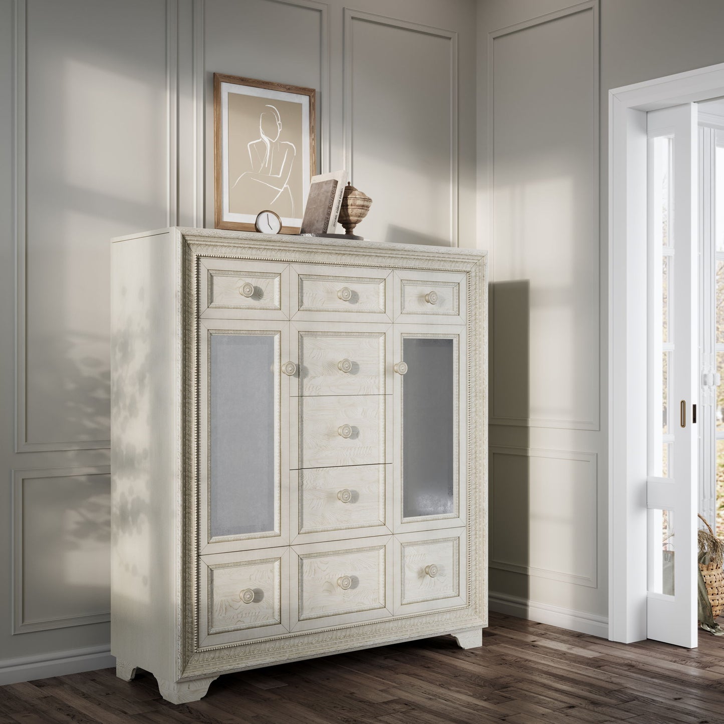 Camila - 9 Drawer Door Chest - Cream