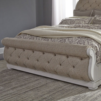 Abbey Park - King Upholstered Sleigh Footboard - White