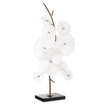 Glass - Garden Table Sculpture - Gold / White