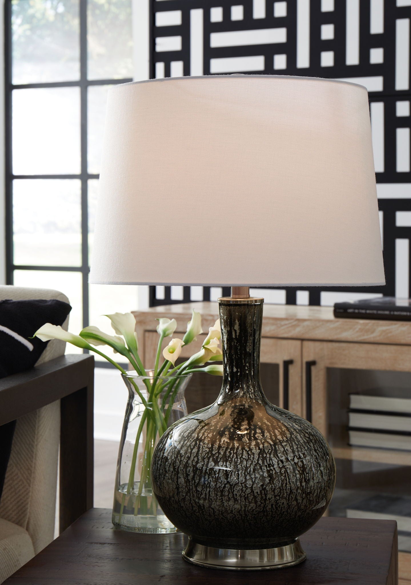 Tenslow - Glass Table Lamp - Antique Black