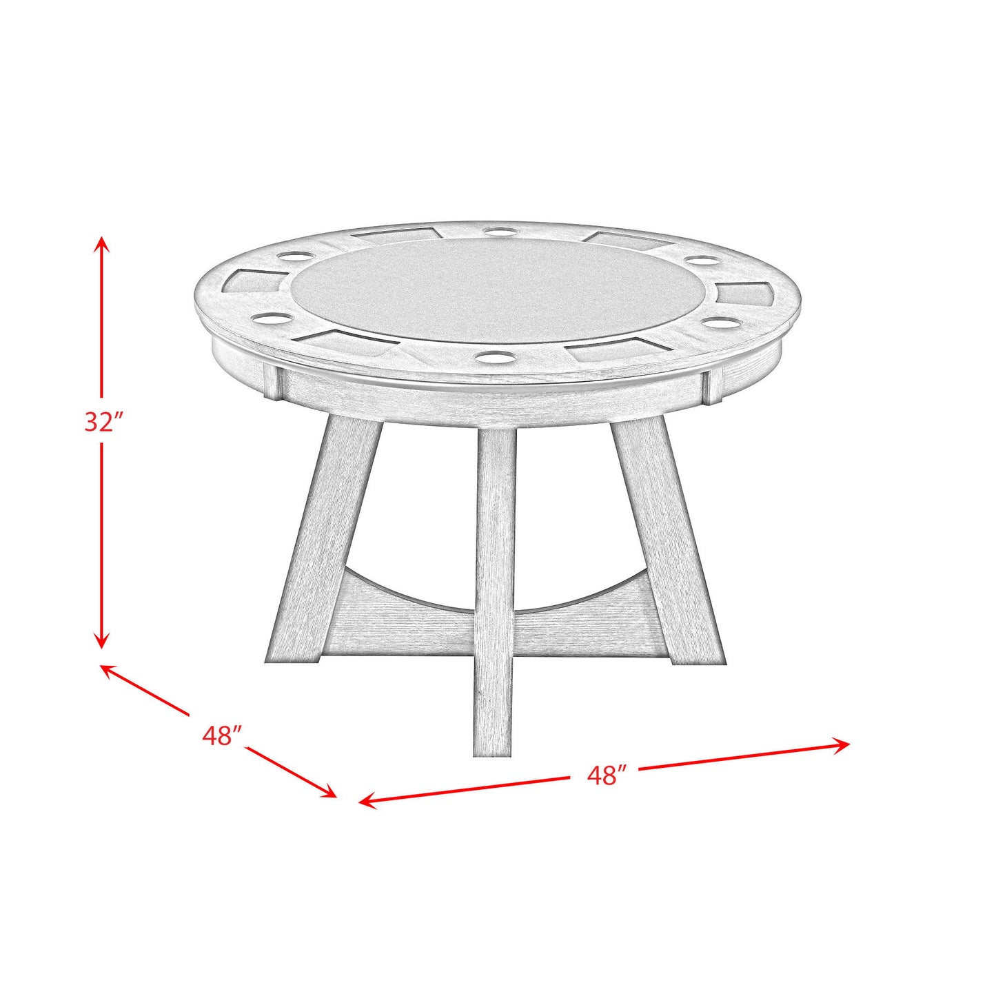Prince - Round Game Table - Gray