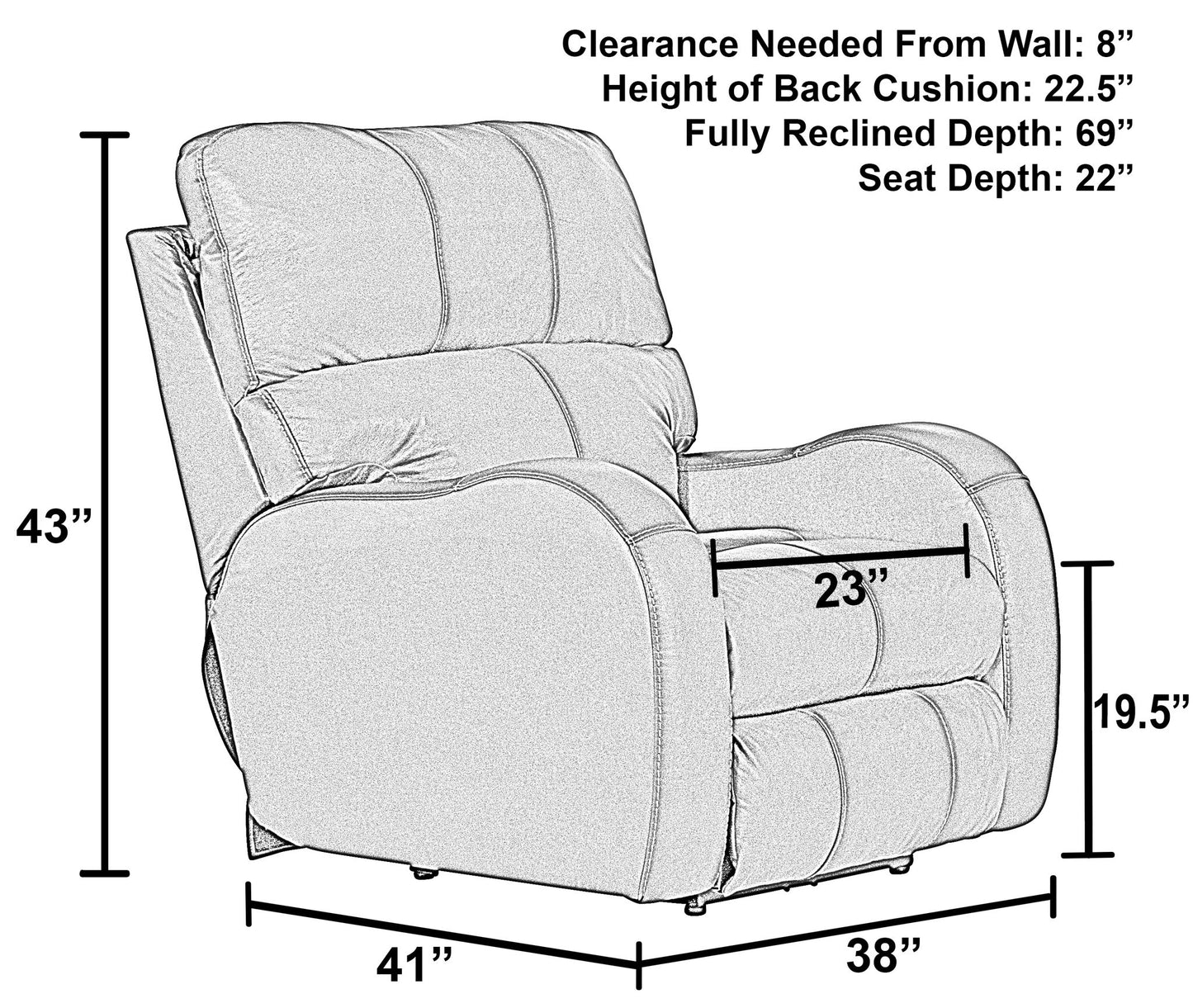 Angelo - Leather Power Recliner - Black