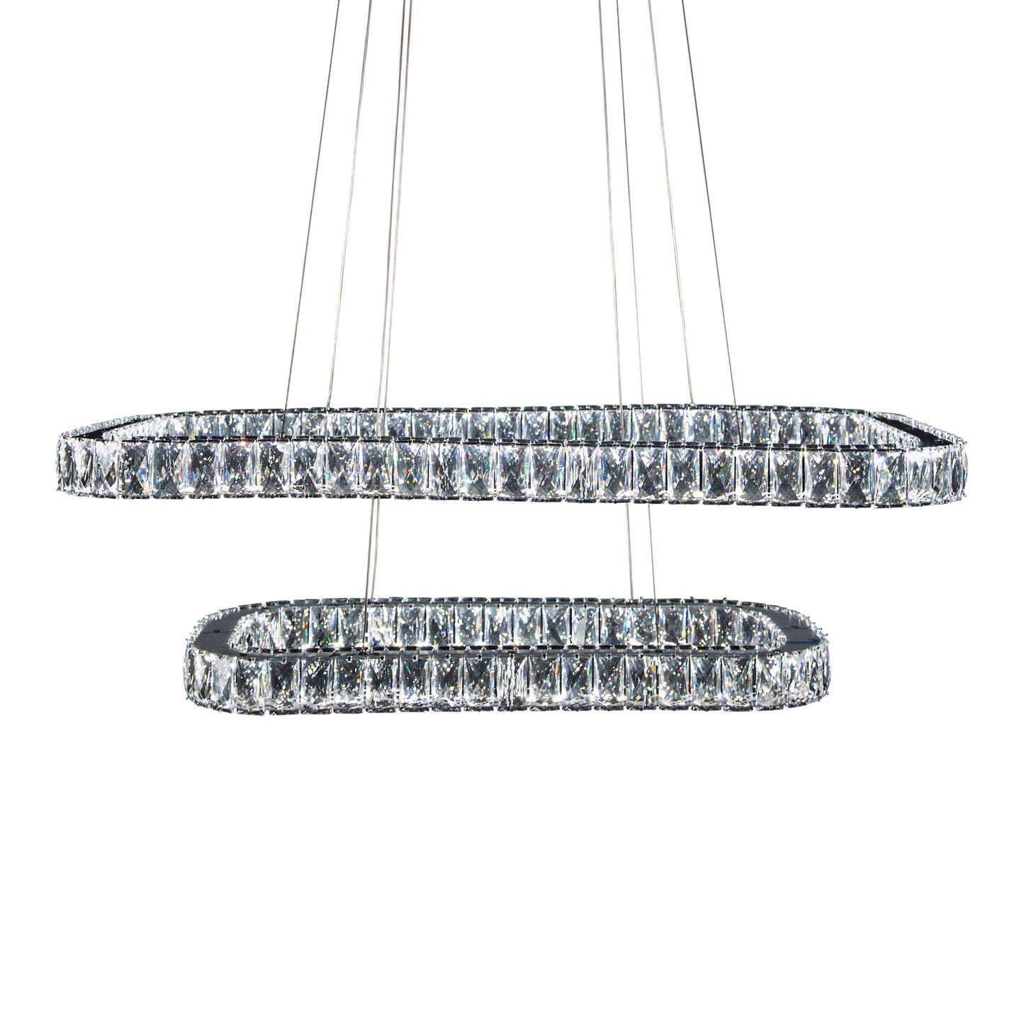Michael Amini Lighting - Enterprise Modern Rectangular Crystal Chandelier - Chrome