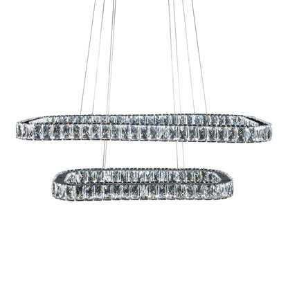 Michael Amini Lighting - Enterprise Modern Rectangular Crystal Chandelier - Chrome