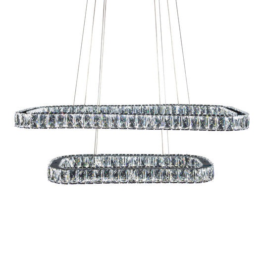 Michael Amini Lighting - Enterprise Modern Rectangular Crystal Chandelier - Chrome