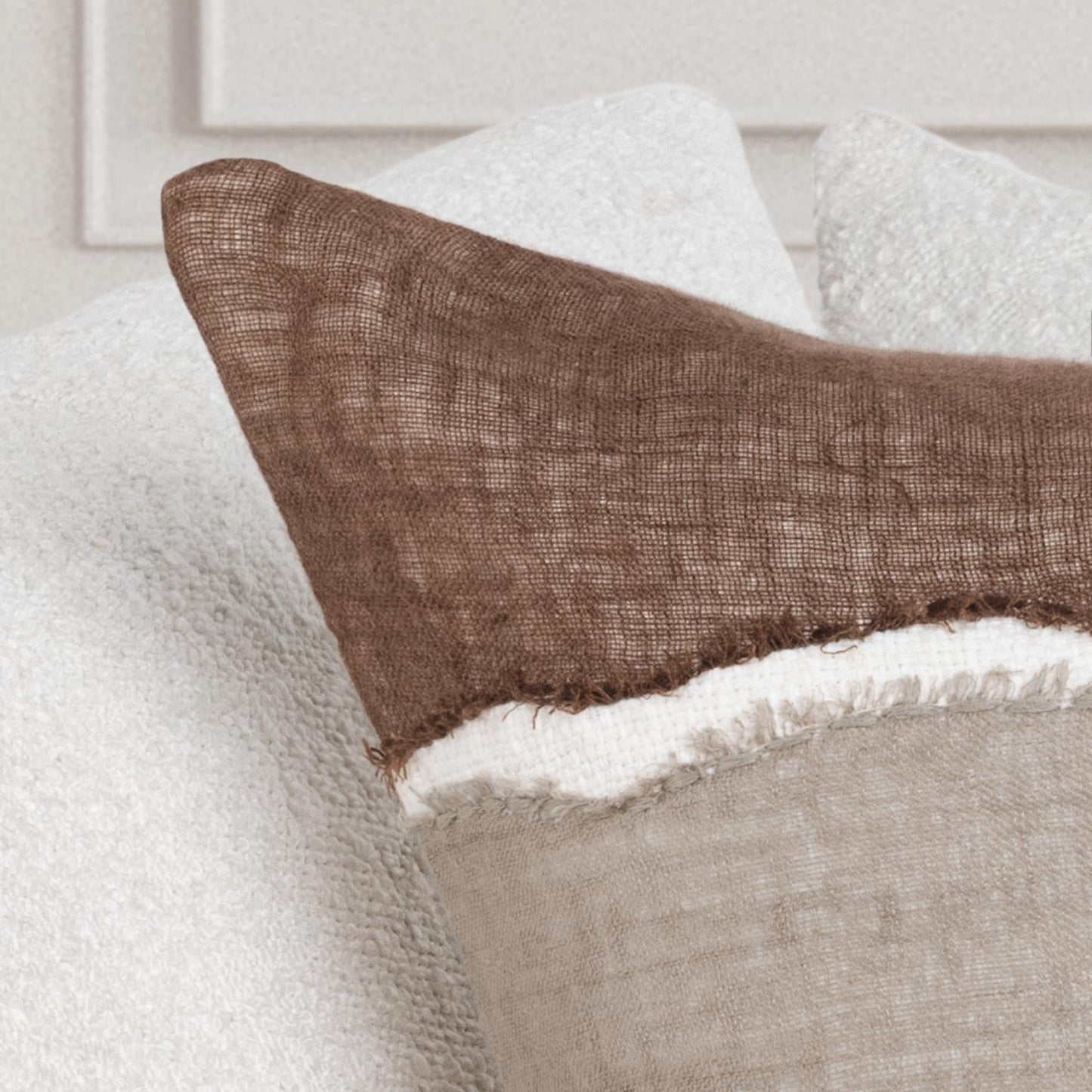 Bikram - 22" x 22" LN Pillow - Ivory / Mocha Cream