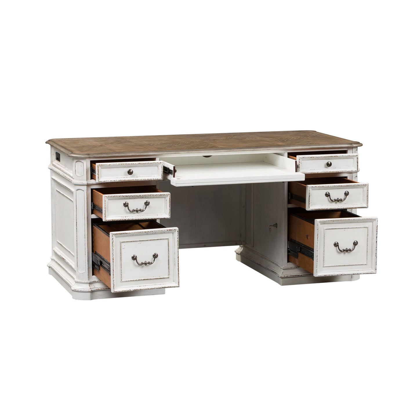 Magnolia Manor - Jr Executive Desk Base - Antique White